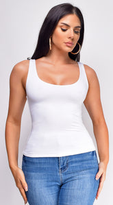Kimana White Basic Scoop Neck Tank